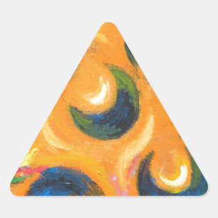 Sticker Triangulaire Douze Croissants noirs dans le ciel orange