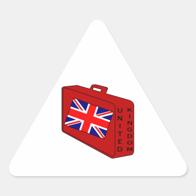 Sticker Triangulaire Drapeau du Royaume-Uni Valise Rouge (Devant)