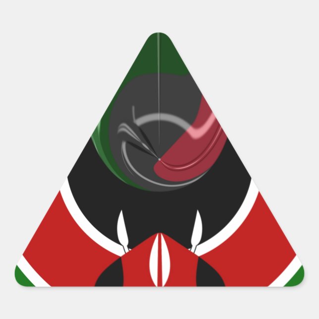 Sticker Triangulaire Drapeau Fluid Kenyan : Un design moderne (Devant)
