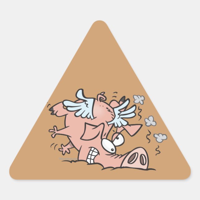 Sticker Triangulaire drôles atterrissage atterrissage vol de cochon des (Devant)