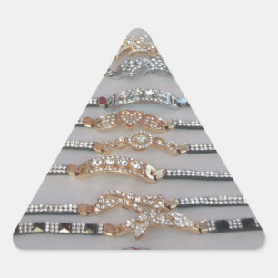 Sticker Triangulaire Éblouissant Décoré Chaîne de Diamant Artwork Bijou