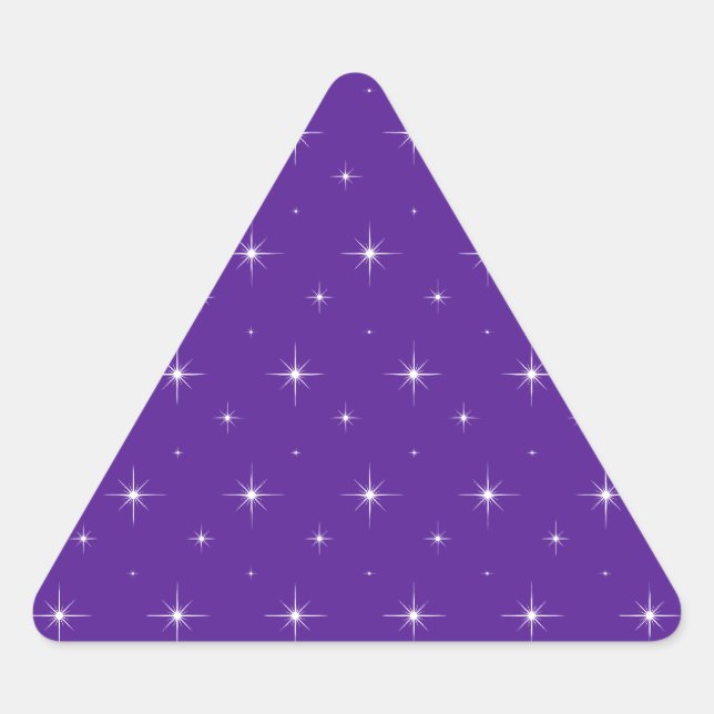 Sticker Triangulaire Eggplant, Violet, Indigo Et Bright Stars Motif (Devant)