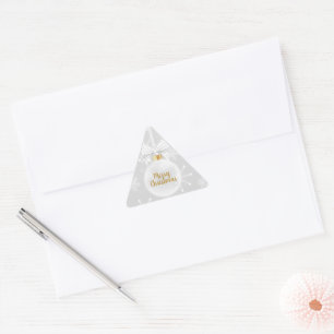 Sticker Triangulaire Élégant flocon de neige Ornement blanc Noël