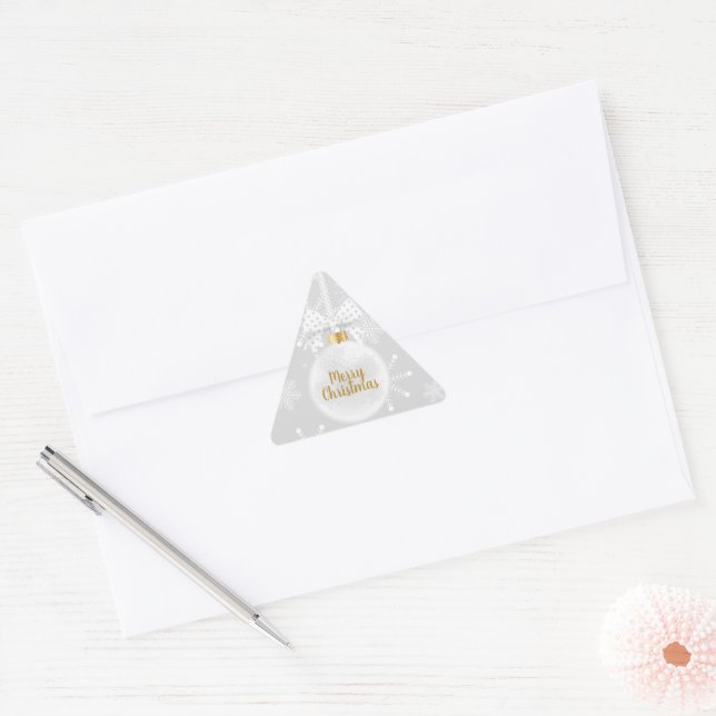 Sticker Triangulaire Élégant flocon de neige Ornement blanc Noël (Enveloppe)