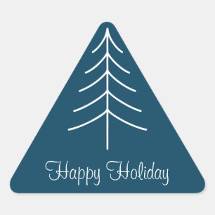 Sticker Triangulaire Élégant Simple Marine Blue Pine Tree Business