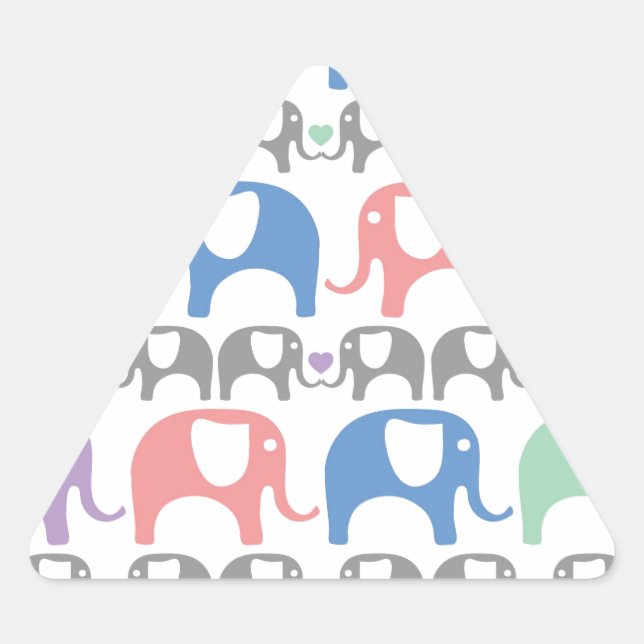 Sticker Triangulaire Elephant Love Soft Pastel Motif avec le coeur (Devant)