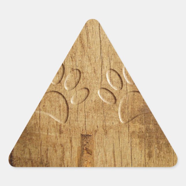 Sticker Triangulaire Empreinte de patte de chien en bois sculpté (Devant)