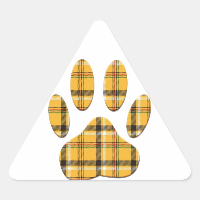 Sticker Triangulaire Empreinte de patte de chien Tartan (Devant)
