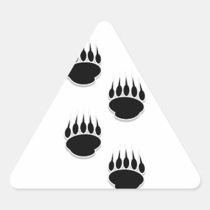 Sticker Triangulaire Empreintes de pattes de l'ours noir