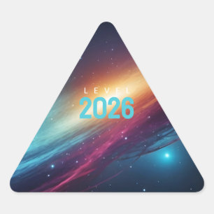 Sticker Triangulaire Espace Cosmique Néon Vibrant Galaxie Abstraite Lum
