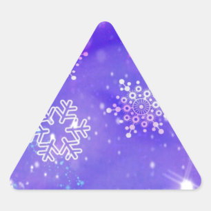 Sticker Triangulaire Festive Purple Snowflake Stars Fête de Noël