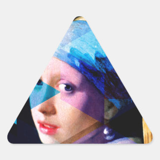 Sticker Triangulaire Fille avec une perle d'oreille REMIXED