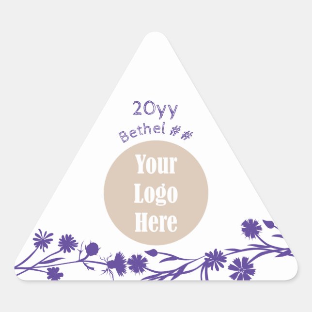 Sticker Triangulaire Fleurs blanches et violettes Fête des filles du tr (Devant)