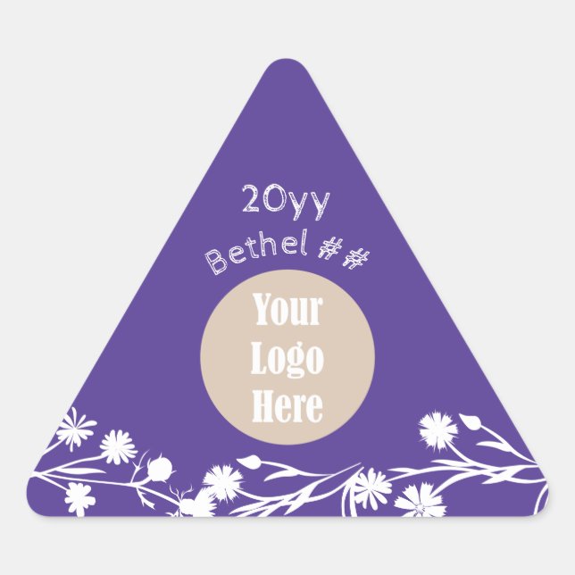 Sticker Triangulaire Fleurs blanches violettes Job's Daughters Party Fa (Devant)