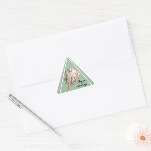 Sticker Triangulaire Flore de thé rose tropicale sur la menthe (Enveloppe)