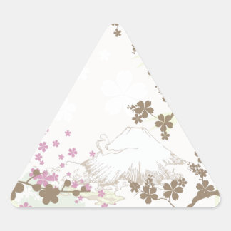 Sticker Triangulaire Fuji et Sakura - marron