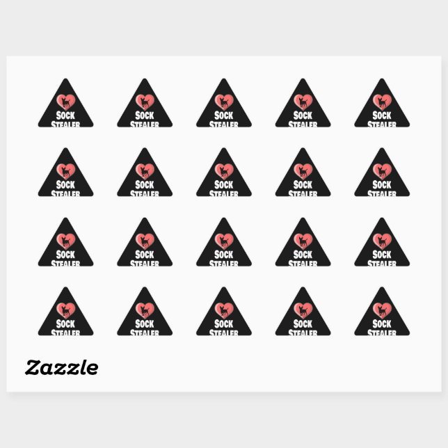 Sticker Triangulaire Funny Chihuahua Amoureux des chiens Sock Stealer (Feuille)