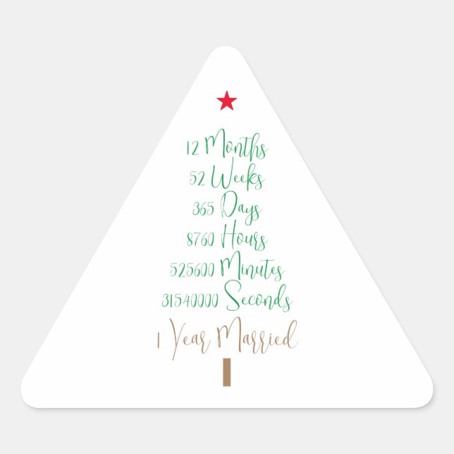 Sticker Triangulaire Funny First Christmas Married 1 Year Wed xmas (Devant)