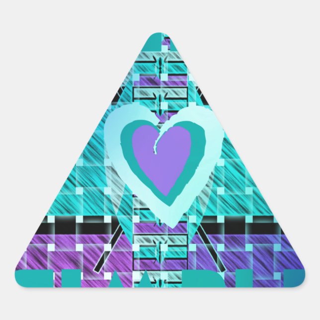 Sticker Triangulaire Gardez-le simple : Cyan Heart & Clarity Art Motif (Devant)