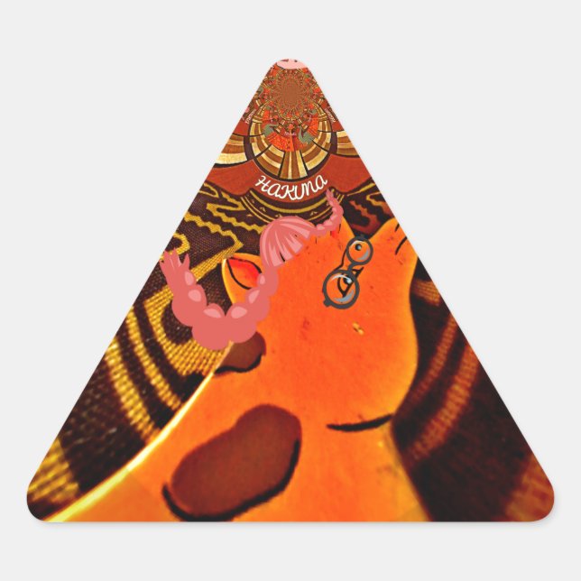 Sticker Triangulaire Giraffe drôle : Un charme africain kaléidoscopique (Devant)