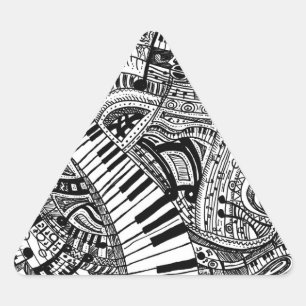 Sticker Triangulaire Griffonnage de musique classique avec le clavier