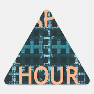 Sticker Triangulaire Happy Hour Texte bleu Vector Art Imprimer