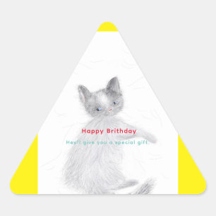 Sticker Triangulaire heureux anniversaire pour toi Cat