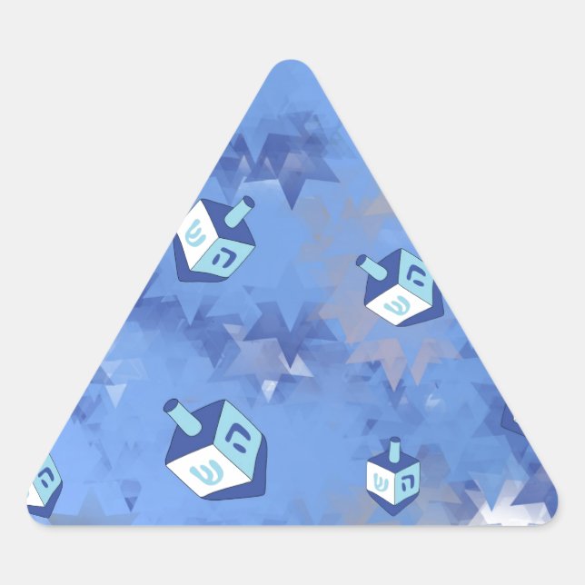 Sticker Triangulaire Heureux Hanoukka Falling Star et Dreidels (Devant)