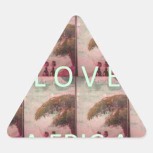 Sticker Triangulaire I Love Africa - Motif du paysage culturel