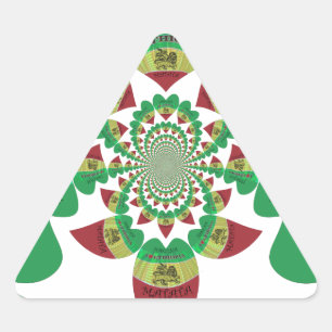 Sticker Triangulaire I Love Ethiopia Kaleidoscope - Heartfeel Rasta Art