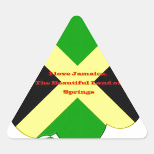 Sticker Triangulaire I Love Jamaica Text on Flag Art Print
