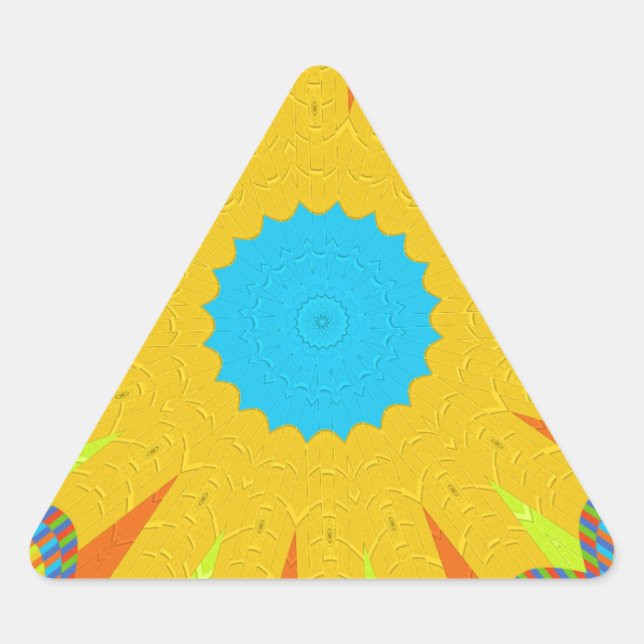 Sticker Triangulaire Impression Cyan et Gold Mandala Art (Devant)