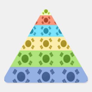 Sticker Triangulaire Impression d'un drapeau coréen multicolore