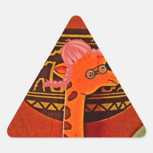 Sticker Triangulaire Imprimer Casquette Giraffe