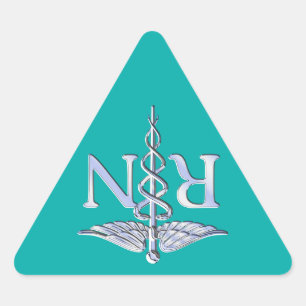 Sticker Triangulaire Infirmière inscrite RN Stylish Caduceus sur Turquo