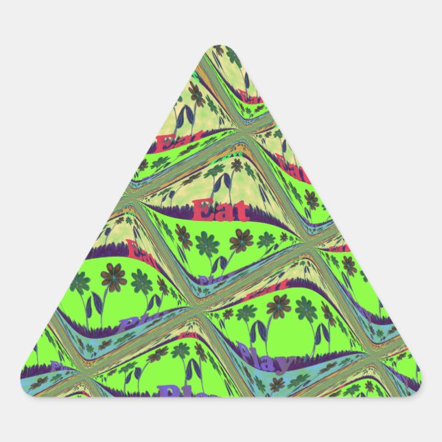 Sticker Triangulaire Jardin Éclectique Enchantant À damiers Beauté Flor (Devant)