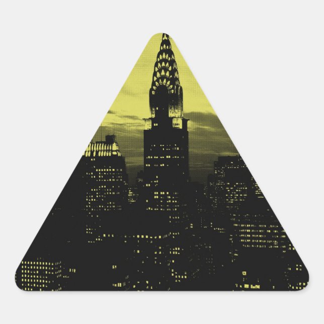 Sticker Triangulaire Jaune pointu Noir New York City (Devant)