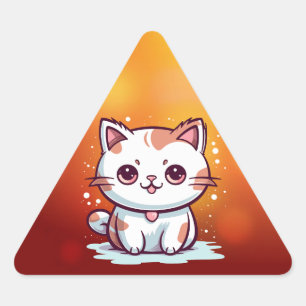 Sticker Triangulaire Jovely Chat Kawaii Style Clipart-47758