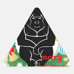 Sticker Triangulaire joyeux gorille de noël