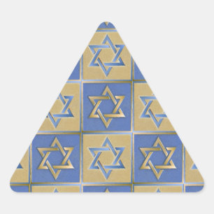 Sticker Triangulaire Judaica Star de David Metal Gold Blue