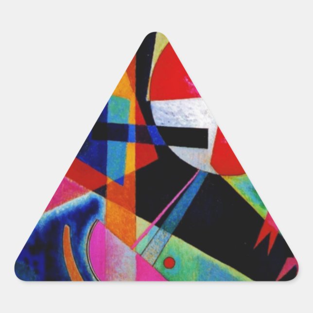 Sticker Triangulaire Kandinsky en peinture Abstraite bleue (Devant)