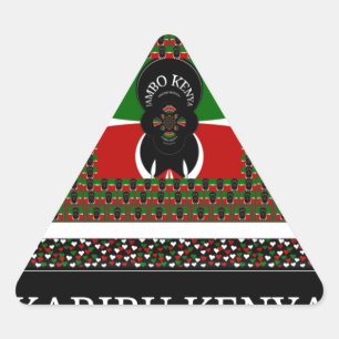 Sticker Triangulaire Karibu Kenya : Les couleurs vives du drapeau natio