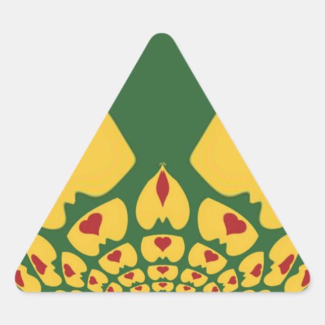 Sticker Triangulaire L'amour à Rasta Couleurs : Coeurs de reggae (Devant)
