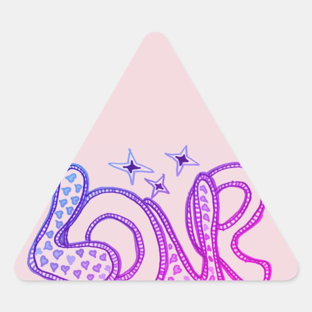 Sticker Triangulaire L'amour dans le style années 1960 (Devant)