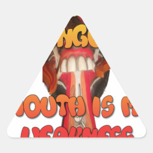 Sticker Triangulaire Langue Tirée : Drôle Citation Langue Colorée Texte