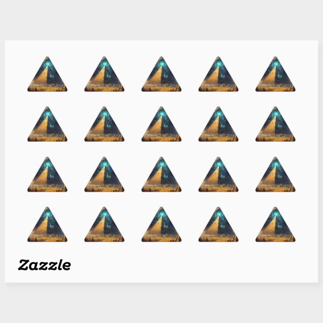 Sticker Triangulaire L'art pyramidal bleu mystique (Feuille)