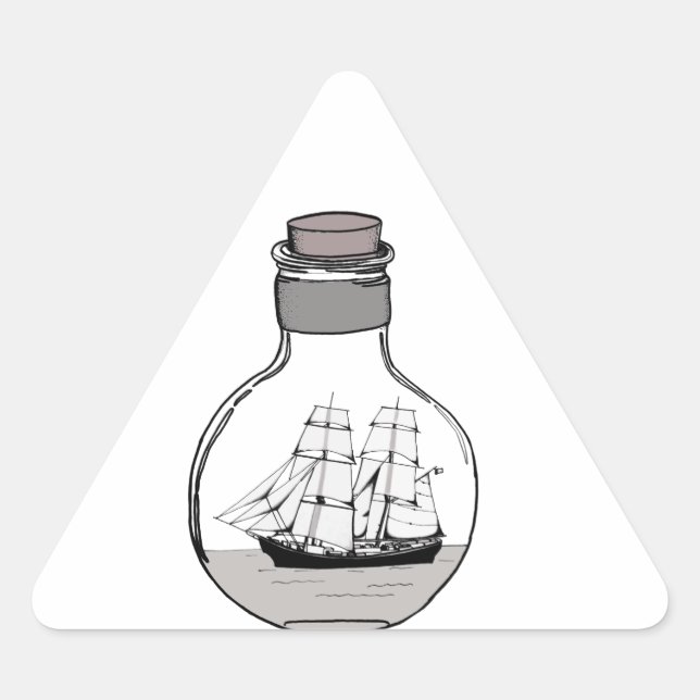 Sticker Triangulaire Le bateau dans l'ampoule en verre (Devant)