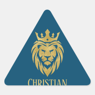 Sticker Triangulaire Lion Avec Couronne - Style Or 3