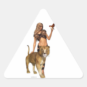 Sticker Triangulaire Lion Girl