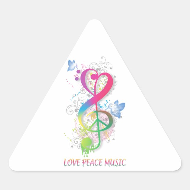 Sticker Triangulaire Love Peace Music Splatter tournoie des fleurs oise (Devant)